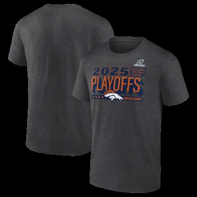 Denver Broncos Heather Charcoal 2025 NFL Playoffs Ready T-Shirt