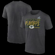 Green Bay Packers Heather Charcoal 2025 NFL Playoffs Ready T-Shirt Green Bay Packers Heather Charcoal 2025 NFL Playoffs Ready T-Shirt