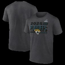 Jacksonville Jaguars Heather Charcoal 2025 NFL Playoffs Ready T-Shirt Jacksonville Jaguars Heather Charcoal 2025 NFL Playoffs Ready T-Shirt