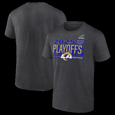 Los Angeles Rams Heather Charcoal 2025 NFL Playoffs Ready T-Shirt
