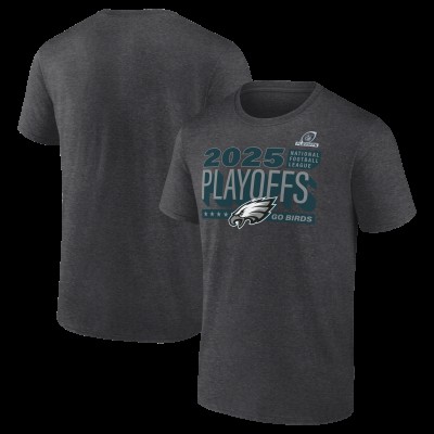 Philadelphia Eagles Heather Charcoal 2025 NFL Playoffs Ready T-Shirt