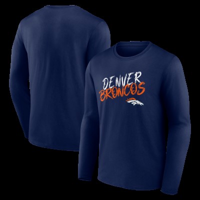 Denver Broncos Navy Hustle Long Sleeve T-Shirt