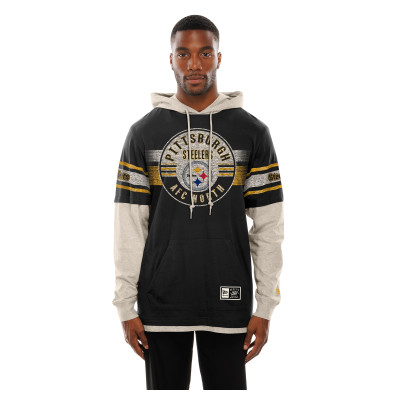Футболка Pittsburgh Steelers New Era Black Twofer Layered Long Sleeve Hooded