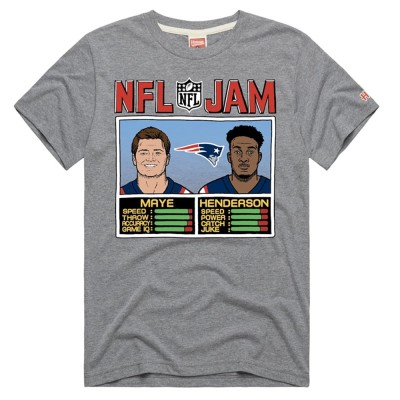 Unisex New England Patriots Drake Maye & TreVeyon Henderson Homage Gray NFL Jam Tri-Blend T-Shirt