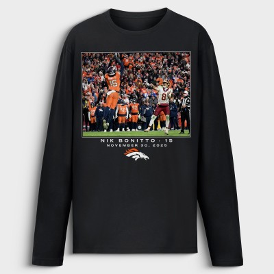 Denver Broncos Nik Bonitto Black NFL Flash Features Week 13 Long Sleeve T-Shirt