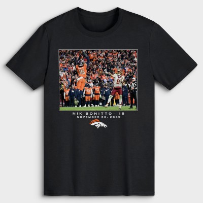 Denver Broncos Nik Bonitto Black NFL Flash Features Week 13 T-Shirt