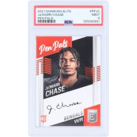 JaMarr Chase Cincinnati Bengals Autographed 2021 Panini Donruss Pen Pals #PP-JC PSA Authenticated 9 Rookie Card