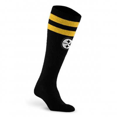 Unisex Pittsburgh Steelers PRO Compression Cozy Feather Varsity Stripe Over-the-Calf Light Graduated Compression Socks