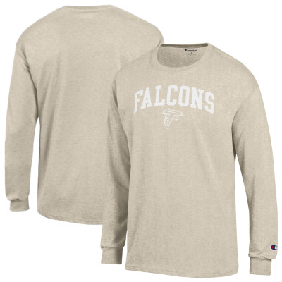 Футболка с длинным рукавом Atlanta Falcons Champion Heather Oatmeal White Ink Jersey