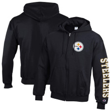 Толстовка Pittsburgh Steelers Champion Black Powerblend Fleece Full-Zip