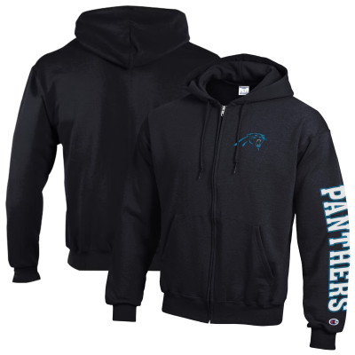Толстовка Carolina Panthers Champion Black Powerblend Fleece Full-Zip