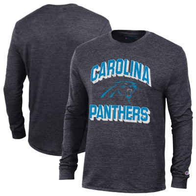 Футболка с длинным рукавом Carolina Panthers Champion Heather Black Ultimate Tri-Blend