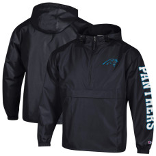 Ветровка Carolina Panthers Champion Black Packable Hooded Half-Zip Jacket Ветровка Carolina Panthers Champion Black Packable Hooded Half-Zip Jacket