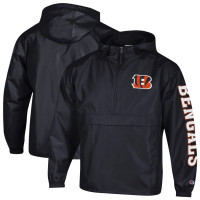 Ветровка Cincinnati Bengals Champion Black Packable Hooded Half-Zip Jacket