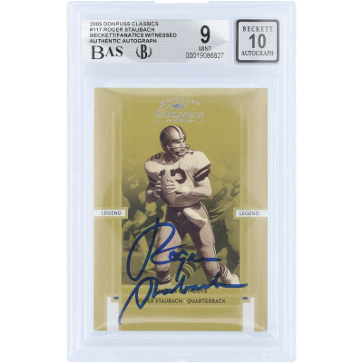 Карточка Roger Staubach Dallas Cowboys Autographed 2005 Donruss Classics #117 #/1000 Beckett Fanatics Witnessed Authenticated 9/10