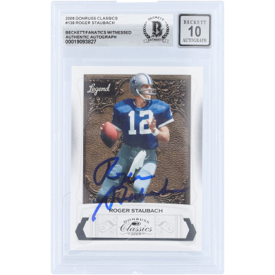 Карточка Roger Staubach Dallas Cowboys Autographed 2009 Donruss Classics #139 #/999 Beckett Fanatics Witnessed Authenticated 10