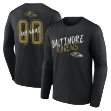 Именная футболка с длинным рукавом Baltimore Ravens Black Hustle Name & Number Именная футболка с длинным рукавом Baltimore Ravens Black Hustle Name & Number