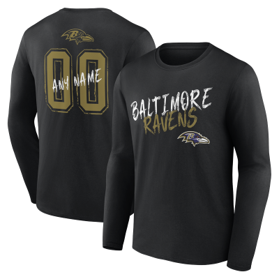Именная футболка с длинным рукавом Baltimore Ravens Black Hustle Name & Number