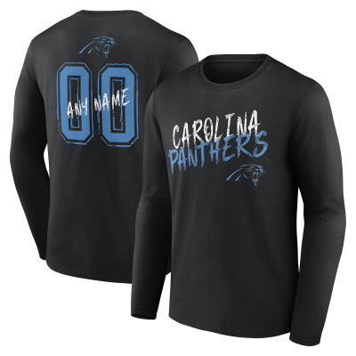 Именная футболка с длинным рукавом Carolina Panthers Black Hustle Name & Number