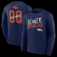 Denver Broncos Navy Hustle Personalized Name & Number Long Sleeve T-Shirt