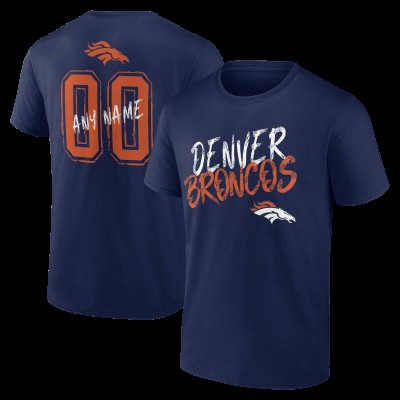 Denver Broncos Navy Hustle Personalized Name & Number T-Shirt