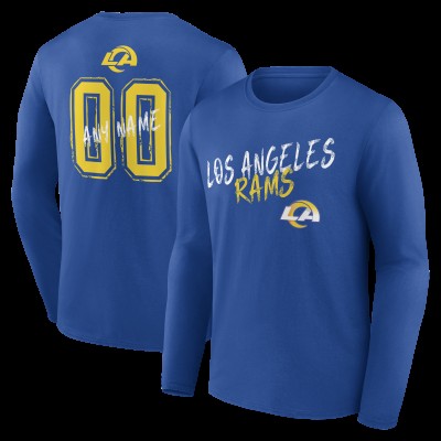 Los Angeles Rams Royal Hustle Personalized Name & Number Long Sleeve T-Shirt