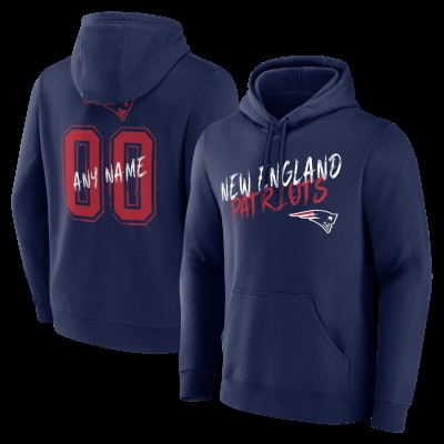New England Patriots Navy Hustle Personalized Name & Number Hoodie
