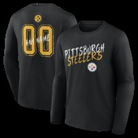 Pittsburgh Steelers Black Hustle Personalized Name & Number Long Sleeve T-Shirt