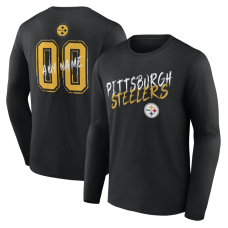 Именная футболка с длинным рукавом Pittsburgh Steelers Black Hustle Name & Number Именная футболка с длинным рукавом Pittsburgh Steelers Black Hustle Name & Number