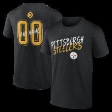 Pittsburgh Steelers Black Hustle Personalized Name & Number T-Shirt