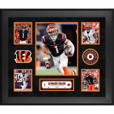JaMarr Chase Cincinnati Bengals Fanatics Authentic Framed 20 x 24 5-Photo Collage with a Piece of Game-Used Football - Limited Edition of 500