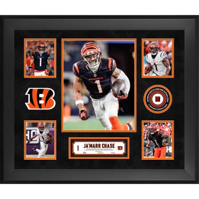 JaMarr Chase Cincinnati Bengals Fanatics Authentic Framed 20 x 24 5-Photo Collage with a Piece of Game-Used Football - Limited Edition of 500