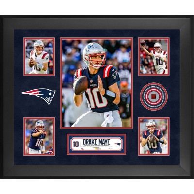 Drake Maye New England Patriots Fanatics Authentic Framed 20 x 24 5-Photo Collage with a Piece of Game-Used Football - Limited Edition of 500