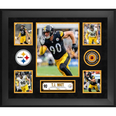 T.J. Watt Pittsburgh Steelers Fanatics Authentic Framed 20 x 24 5-Photo Collage with a Piece of Game-Used Football - Limited Edition of 500