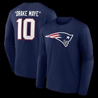 New England Patriots Drake Maye Navy Nickname Long Sleeve T-Shirt