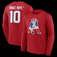 New England Patriots Drake Maye Red Nickname Long Sleeve T-Shirt