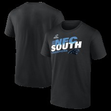 Carolina Panthers Black 2025 NFC South Division Champions Conquer T-Shirt Carolina Panthers Black 2025 NFC South Division Champions Conquer T-Shirt