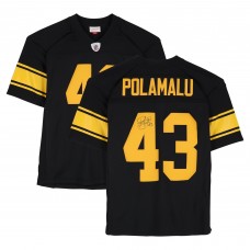 Troy Polamalu Pittsburgh Steelers Autographed Fanatics Authentic Black Mitchell & Ness 2008 Alternate Legacy Jersey