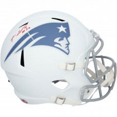 TreVeyon Henderson New England Patriots Autographed Fanatics Authentic Riddell Rivalry Speed Replica Helmet TreVeyon Henderson New England Patriots Autographed Fanatics Authentic Riddell Rivalry Speed Replica Helmet