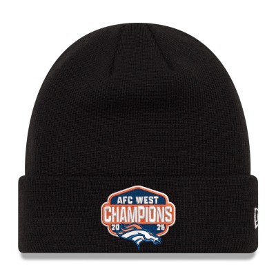 Denver Broncos New Era Black 2025 AFC West Division Champions Cuffed Knit Hat