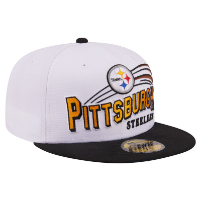 Бейсболка Pittsburgh Steelers New Era White/Black Retro Swoop 59FIFTY