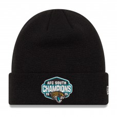 Jacksonville Jaguars New Era Black 2025 AFC South Division Champions Cuffed Knit Hat Jacksonville Jaguars New Era Black 2025 AFC South Division Champions Cuffed Knit Hat