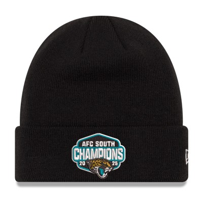 Jacksonville Jaguars New Era Black 2025 AFC South Division Champions Cuffed Knit Hat