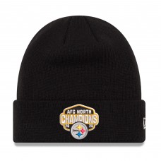 Pittsburgh Steelers New Era Black 2025 AFC North Division Champions Cuffed Knit Hat Pittsburgh Steelers New Era Black 2025 AFC North Division Champions Cuffed Knit Hat