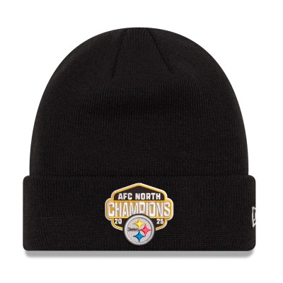 Pittsburgh Steelers New Era Black 2025 AFC North Division Champions Cuffed Knit Hat
