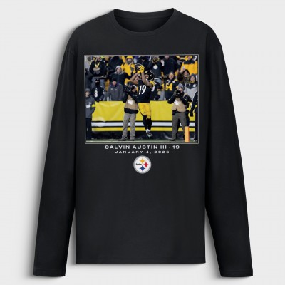 Pittsburgh Steelers Calvin Austin III Black NFL Flash Features Week 18 Long Sleeve T-Shirt