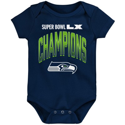 Малышам Seattle Seahawks Outerstuff College Navy Super Bowl LX Champions Arch Bodysuit