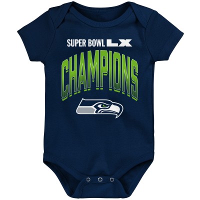 Newborn Seattle Seahawks Outerstuff College Navy Super Bowl LX Champions Arch Bodysuit