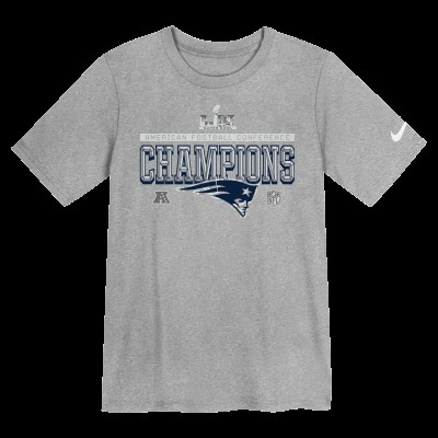 Preschool New England Patriots Nike Gray 2025 AFC Champions Locker Room Trophy Collection T-Shirt