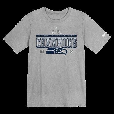Preschool Seattle Seahawks Nike Gray 2025 NFC Champions Locker Room Trophy Collection T-Shirt